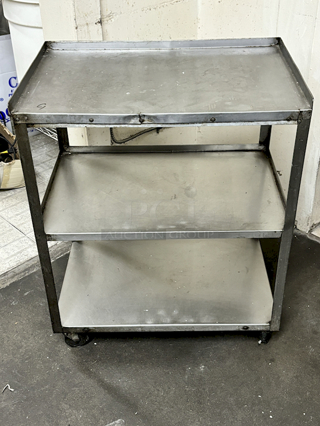 Equipment Stand With Double Under-Shelf Storage On Commercial Casters, Stainless Steel. 