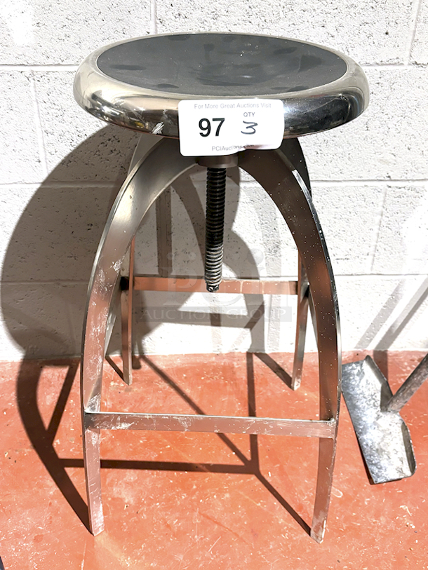 Colby Adjustable Bar Stool, Black Seat & Nickel Finish. 3x Your Bid - Image 1 of 4
