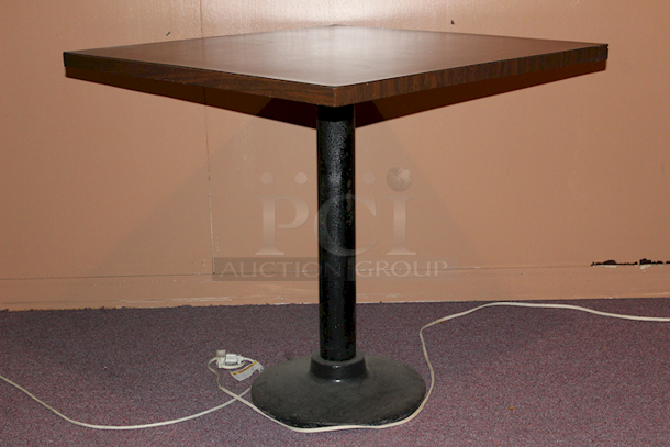 PERFECT! 30” Square Wood Table With Heavy Duty Weighted Round Base 30x30x29 - Image 2 of 4