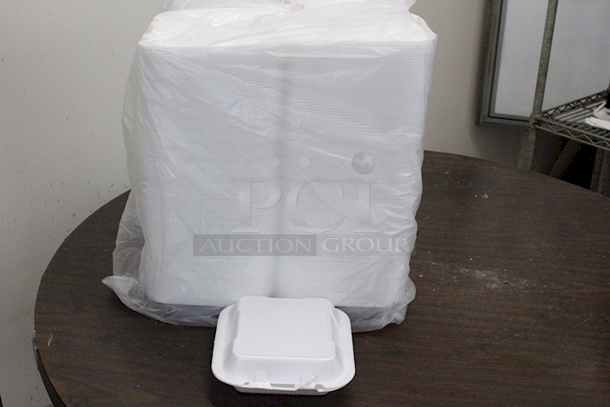 Single Use 3-Section To Go Food Containers W/ Hinged Lids, Medium, Heave Duty Foam.  - Image 1 of 3