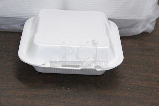 Single Use 3-Section To Go Food Containers W/ Hinged Lids, Medium, Heave Duty Foam.  - Image 2 of 3