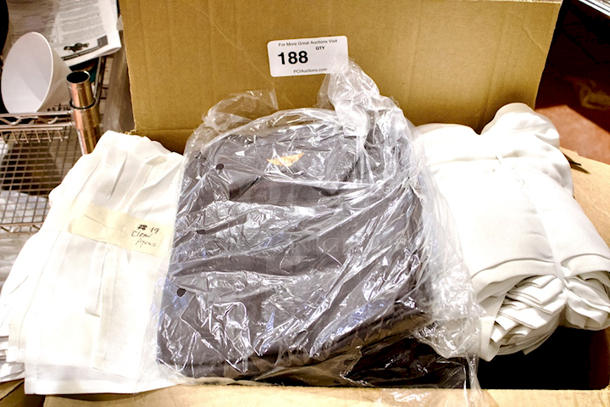 ALL-4-1 Box Of High Quality Flat Black Uniform Shirts & 19 Clean Table Aprons, White.  - Image 4 of 4