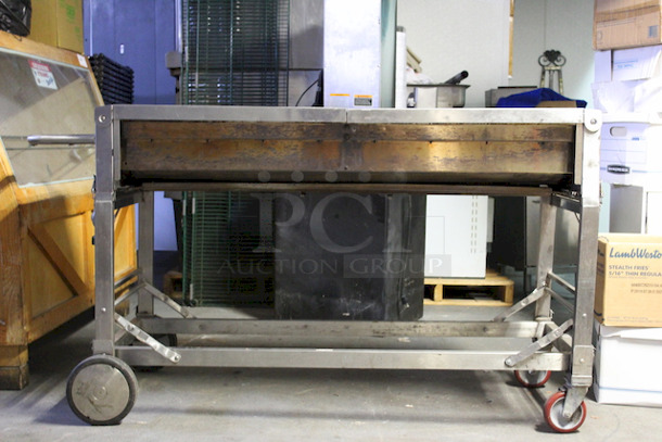 SWEET! Grand Cafe BBQ Grill model CGE06ALP, Propane, 116000BTU. Fully Functional. On HD Commercial Casters. Missing Grate on the Left Side and Some Of The Knobs. 
65-1/2x24-1/4x37 - Image 4 of 10