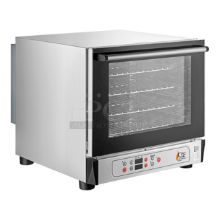 BRAND NEW SCRATCH & DENT! Cooking Performance Group COH-D4-M Electric Digital Countertop 4 Tray Half Size Convection Oven with Steam Injection - 208-240V, 2700W. 22 x 27-11/16 x 20-13/16 Glass Is Broken