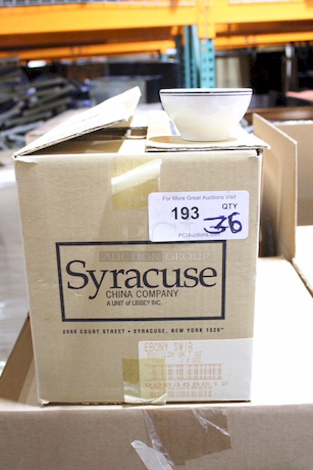 NEW! Syracuse China 9003680 Cascade 7 oz. Bouillon, Ebony Swirl, 3-1/4"  - Image 1 of 5