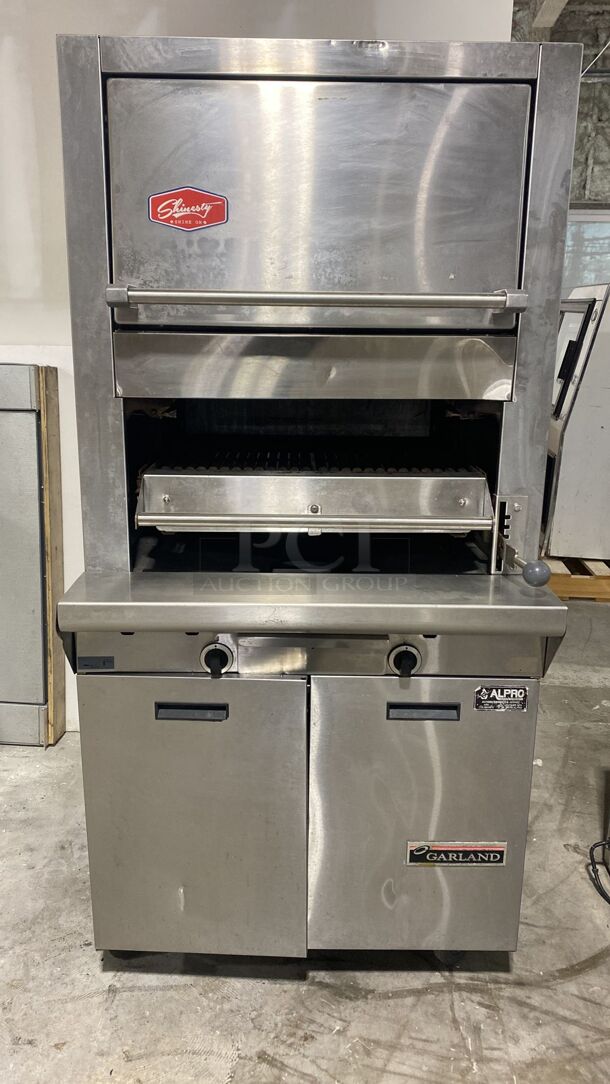 Garland M60XS Master Series Natural Gas Heavy-Duty Upright Ceramic Broiler with Finishing Oven and Storage Base - 80,000 BTU

