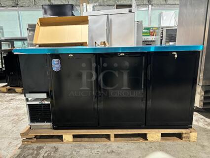 Dukers - DBB72-M3, Commercial 3-Door Back Bar and Beverage Cooler (Solid Doors)