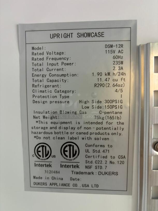 Dukers - DSM-12R Commercial Single Glass Swing Door Merchandiser Refrigerator
 - Image 4 of 6