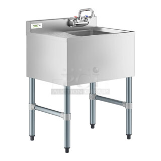 BRAND NEW SCRATCH & DENT! Regency 1 Bowl Underbar Sink with Faucet and Left Drainboard - 24" x 18 3/4"