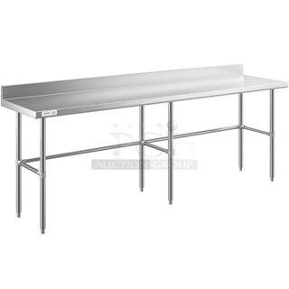 BRAND NEW SCRATCH & DENT! Regency 24" x 96" 16-Gauge 304 Stainless Steel Commercial Open Base Work Table with 4" Backsplash