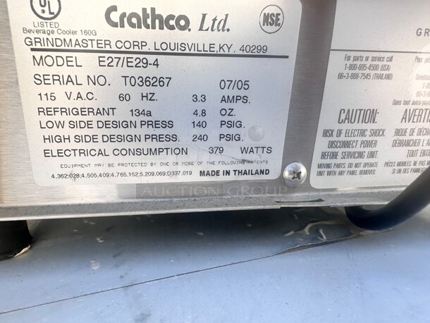 New! Crathco E29-4 11 1/4"  Cold Beverage Dispenser  115v Only Base Working - Image 3 of 9