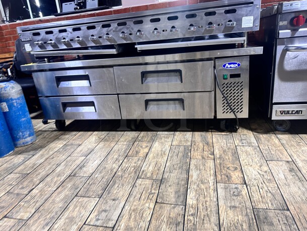 Late Model Atosa MGF8453GR 72 inch Double Section Stainless Steel Chef Base Stainless interior & exterior Working - Image 3 of 7