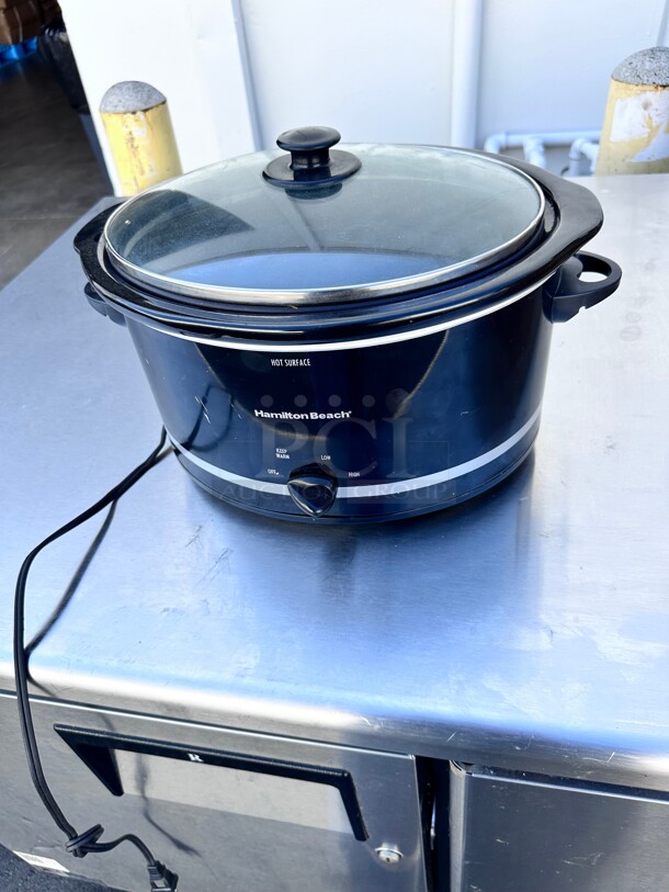 Hamilton Beach Slow Cooker with 3 Cooking Settings, Dishwasher-Safe Stoneware Crock & Glass, 8-Quart Built-In Lid Rest, Black - Image 3 of 8