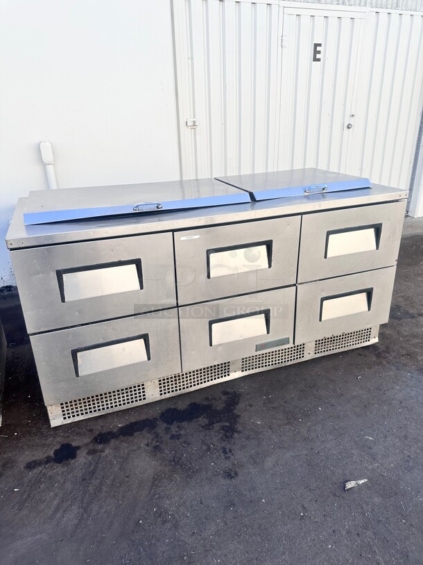 Late Model True TFP-72-30M-D-6 72" Sandwich/Salad Prep Table w/ Refrigerated Base, 115v Working - Image 11 of 11