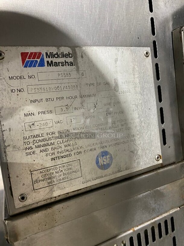 WOW! Middleby Marshall Triple Deck Stainless Steel Commercial Natural Gas Powered Conveyor Pizza Oven on Commercial Casters! 3x Your Bid MODEL PS555 SN:29731660 208-240 V 1PH - Image 11 of 12