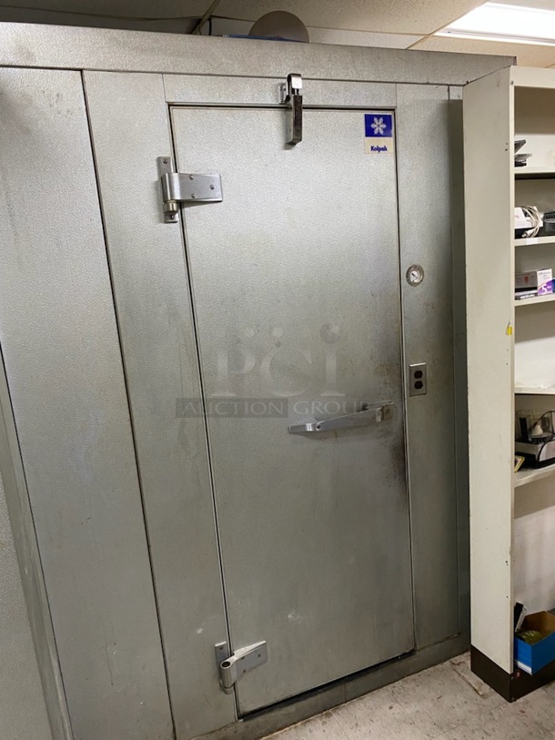 Kolpak 6'x6'x8' Walk In Cooler Box w/ Tecumseh Model ART82C1-CAA-901 Compressor and Heatcraft Model ADT052AKOLK Condenser. Does Not Have Floor. 115 Volts, 1 Phase. Picture of the Unit Before Removal Is Included In the Listing.
