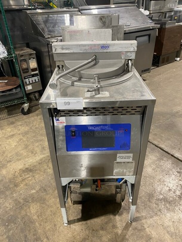 WOW! Broaster Natural Gas Powered Heavy Duty Commercial Pressure Fryer! Smart Touch Screen! With OIl Filter! Model 1800GH Serial 86035! On Casters! 
