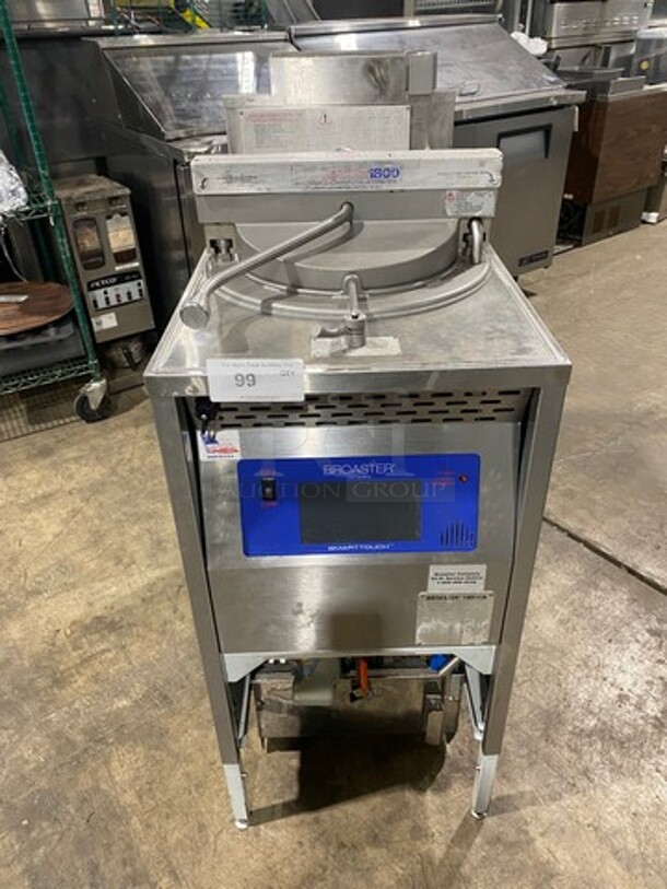 WOW! Broaster Natural Gas Powered Heavy Duty Commercial Pressure Fryer! Smart Touch Screen! With OIl Filter! Model 1800GH Serial 86035! On Casters!  - Image 1 of 11