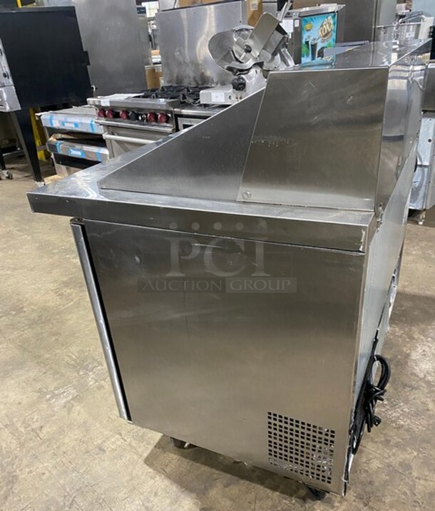NICE! Bison Commercial Refrigerated Mega Top Sandwich Prep Table! With 2 Door Storage Space Underneath! With Poly Coated Racks! All Stainless Steel! On Casters! Model: BST4818 SN: BST481800320102500K80011 115V 1PH - Image 2 of 10