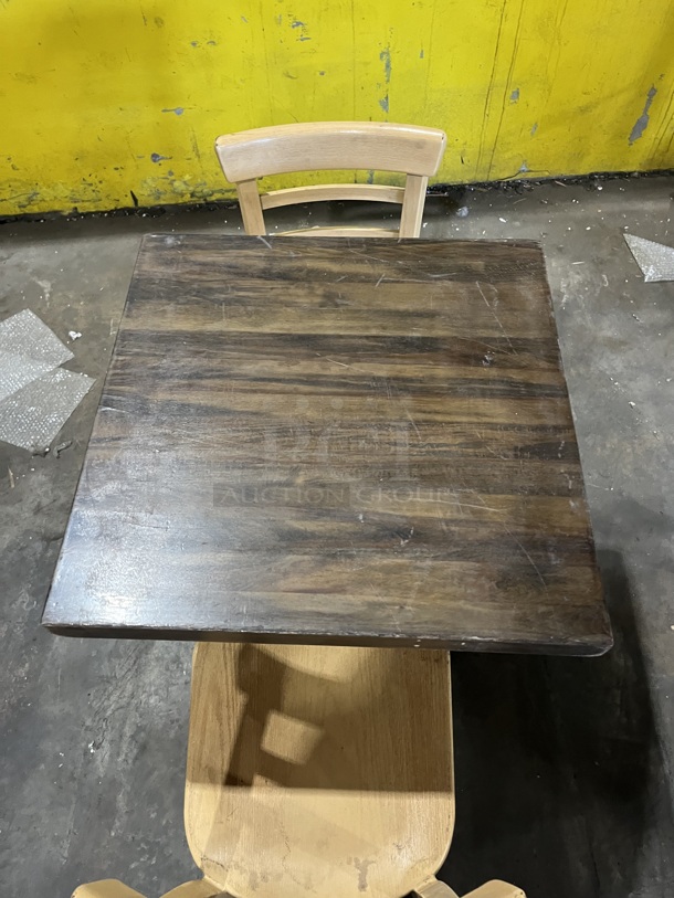 Nice! ALL ONE MONEY! Heavy Duty Full Wood 1.5 Thick Dining Table! With 2 Metal Ladder Back Dining Chairs!     - Image 3 of 6