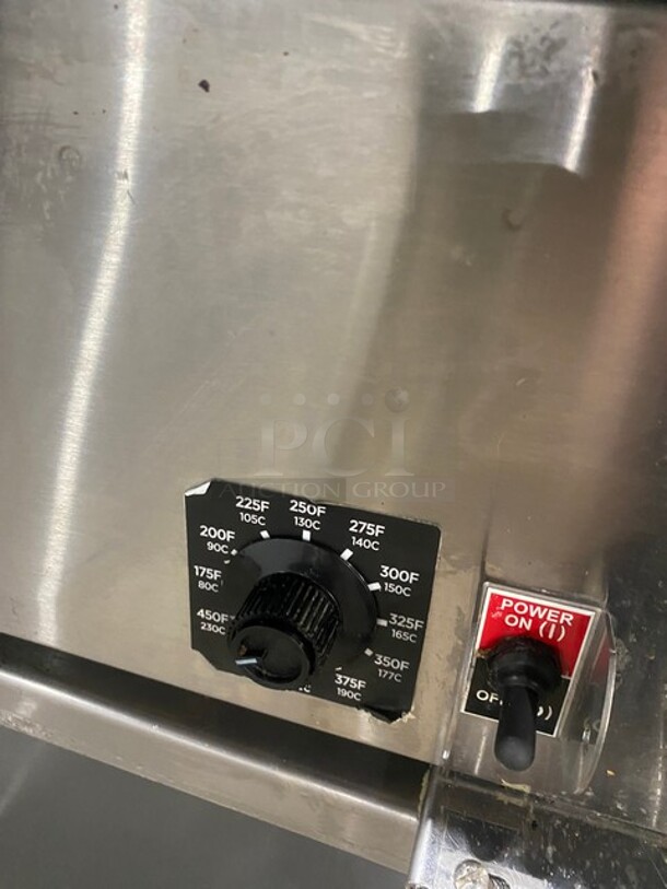 NICE! Lang Commercial Countertop Natural Gas Powered Flat Top Griddle! With Back And Side Splashes! On Equipment Stand! With Storage Space Underneath! All Stainless Steel! On Casters! Working When Removed! - Image 7 of 9