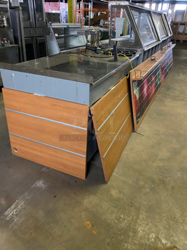 AMAZING! Duke Stainless Steel Commercial Subway Prep Line w/ Lowering Sneeze Guards. (1) Hot Well, (2) Refrigerated Prep Tables, (1) Point of Sale Station, 4 In Counter Cup Dispensers, (4) Chip Merchandisers, Credit Card Machine Mount and Rear Lower Dry Storage. Separates Into 4 Pieces! Model: SUBCPTC60M SN: 03051737 120V 60HZ 1 Phase - Image 2 of 8