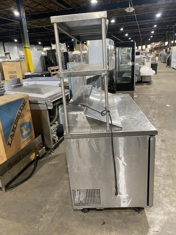 Turbo Air Stainless Steel Commercial Sandwich/Salad Refrigerated Prep Table! Eletric Powered! On Casters! With Double Over Head Shelf! MODEL TST-60SD 115V - Image 3 of 11