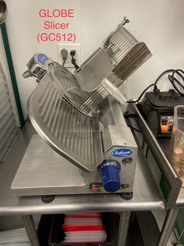 LATE MODEL! 2018 Globe Commercial Countertop Deli/ Meat Slicer! All Stainless Steel! WORKING WHEN REMOVED! Model: GC512 SN: 345504 115V