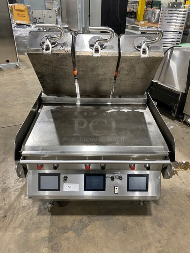WOW! LATE MODEL! 2017 Taylor Gas Powered Planten 2-Sided Grill! With Back And Side Splashes! All Stainless Steel! On Casters! Model: L81122 SN: M7116813 - Image 2 of 12