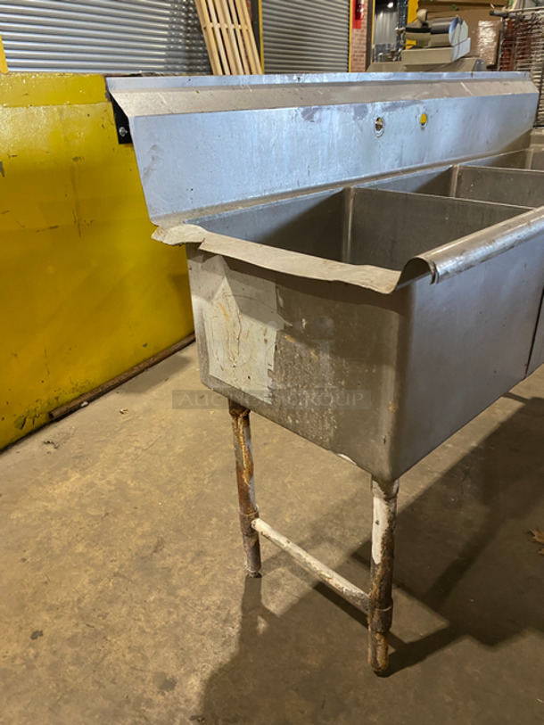 Commercial 3 Bay Sink!  All Stainless Steel! On Legs! - Image 2 of 9