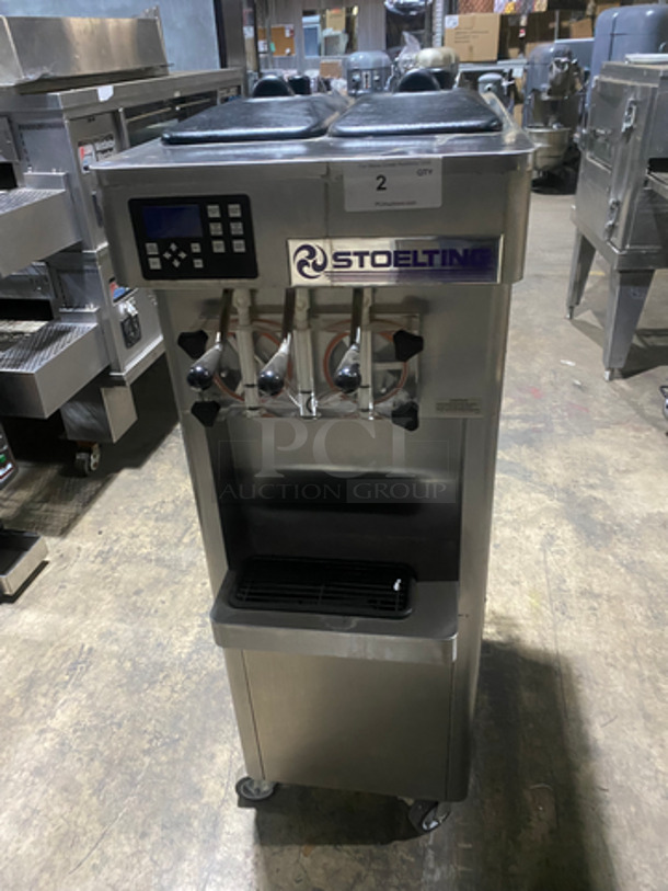 NICE! Stoelting Commercial Air Cooled 2 Flavor Soft Serve Ice Cream/Yogurt Machine! All Stainless Steel! On Casters! Model: F231309I2AD1 SN: 4210506J 208/240V 3 Phase