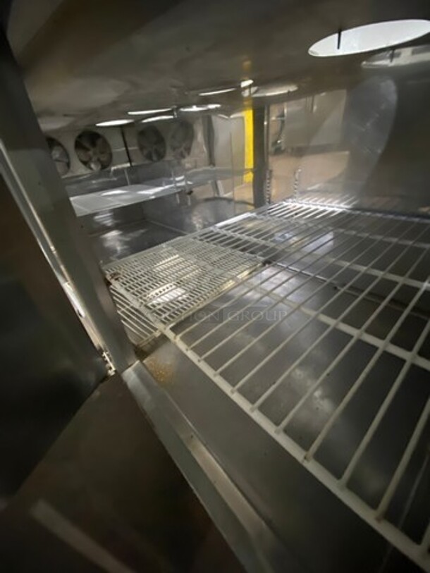 EQ Kitchen Line Commercial Refrigerated Pizza Prep Table! With Commercial Cutting Board! With 3 Door Storage Space! Poly Coated Racks! All Stainless Steel! Model: PICL3 SN: 6455410816102206 115V - Image 6 of 11