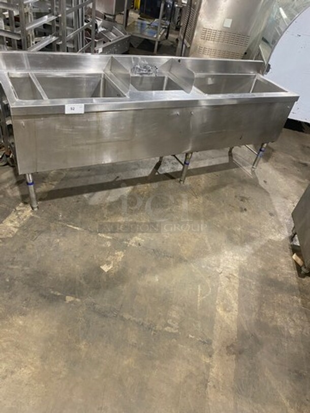 Commercial Undercounter Ice Bin/ Bartender Cocktail Station! With Built In Hand Sink! With Faucet And Handles! Sink Has Side Splashes! With Back Splash! All Stainless Steel! On Legs! - Image 9 of 9
