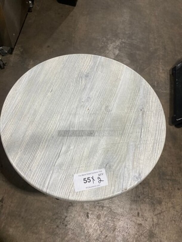 LIKE NEW! Round Wooden Pattern Table! With Black Metal Base! 2x Your Bid! - Image 2 of 4
