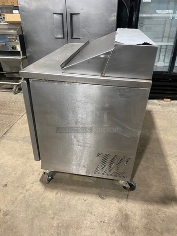 Migali Commercial Refrigerated Mega Top Sandwich Prep Table! With 2 Door Storage Space Underneath! Poly Coated Racks! All Stainless Steel! On Casters! Model: G3SP4812 SN: 10120088M 115V 60HZ 1 Phase - Image 3 of 9