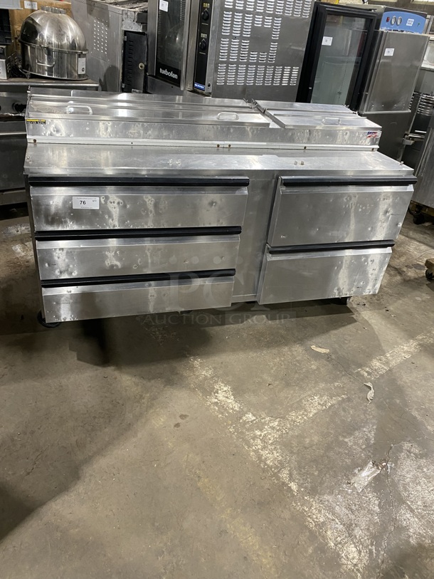 SILVER KING 5 Drawer Pizza Prep Table! All Stainless Steel! On Casters! Model SKPZ72D Serial 8BEG166062B 115V/60Hz - Image 1 of 8