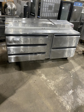 SILVER KING 5 Drawer Pizza Prep Table! All Stainless Steel! On Casters! Model SKPZ72D Serial 8BEG166062B 115V/60Hz