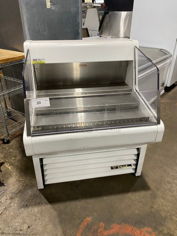 NICE! True Commercial Refrigerated Open Grab-N-Go Case Merchandiser! With Clear Poly Font And Sides! Stainless Steel Body! Model: THAC36 SN: 8789096 115V 60HZ 1 Phase