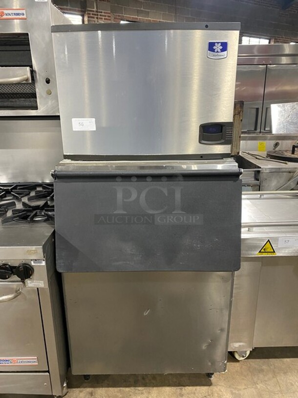 Manitowoc Commercial Ice Making Machine! On Commercial Ice Bin! All Stainless Steel! Model IY0454A161X Serial 1120159369! 115V 1Phase! On Legs! - Image 1 of 9