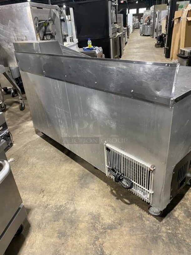 Leader Commercial Refrigerated Sandwich Prep Table! With Back Splash! With 3 Door Storage Space Underneath! Poly Coated Racks! All Stainless Steel! On Casters! Model: LM72S/C SN: PR010562 115V 60HZ 1 Phase - Image 3 of 10