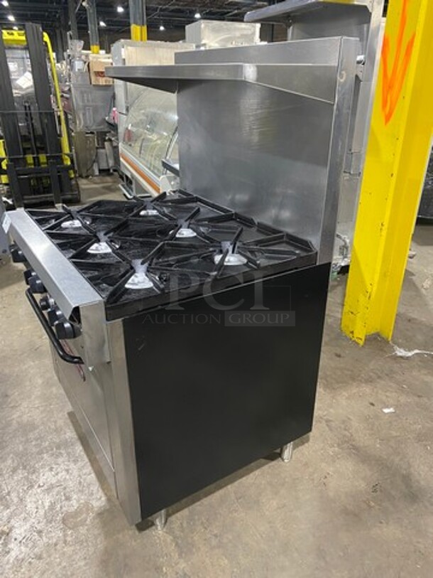 Southbend Commercial Natural Gas Powered 6 Burner Stove! With Raised Back Splash And Salamander Shelf! With Oven Underneath! All Stainless Steel! On Legs! - Image 3 of 9