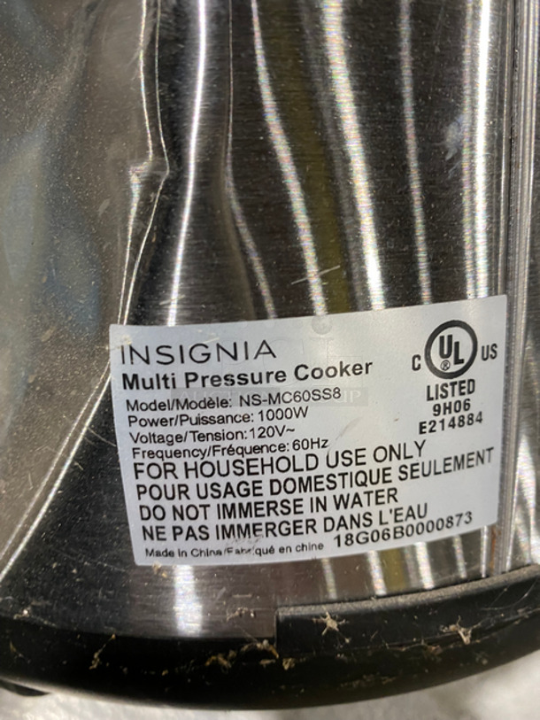 Insignia Countertop Multi Use Pressure Cooker! All Stainless Steel! Model: NSMC60SS8 120V 60HZ - Image 7 of 8