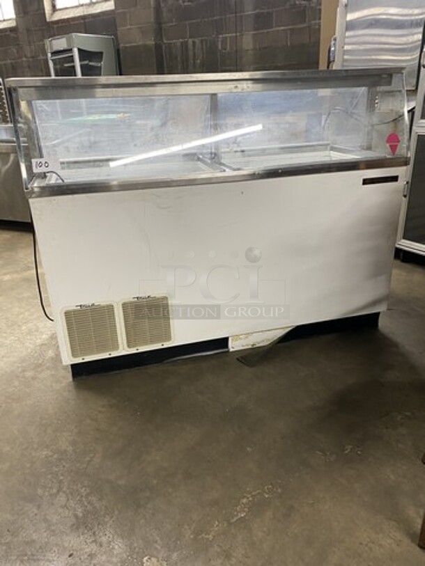 True Commercial Ice Cream Dipping Cabinet Merchandiser! With Sneeze Guard! With Flip Access Doors! Model: TDC-67 SN: 7429011 115V 60HZ 1 Phase