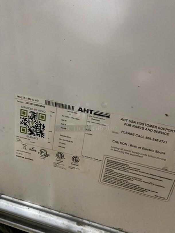 AHT Commercial Reach Down Chest Freezer Display! With Poly Coated Baskets! With Sliding Top Doors! Model: MALTA185 SN: 30339300002945! 120V 60HZ 1 Phase!
 - Image 7 of 8