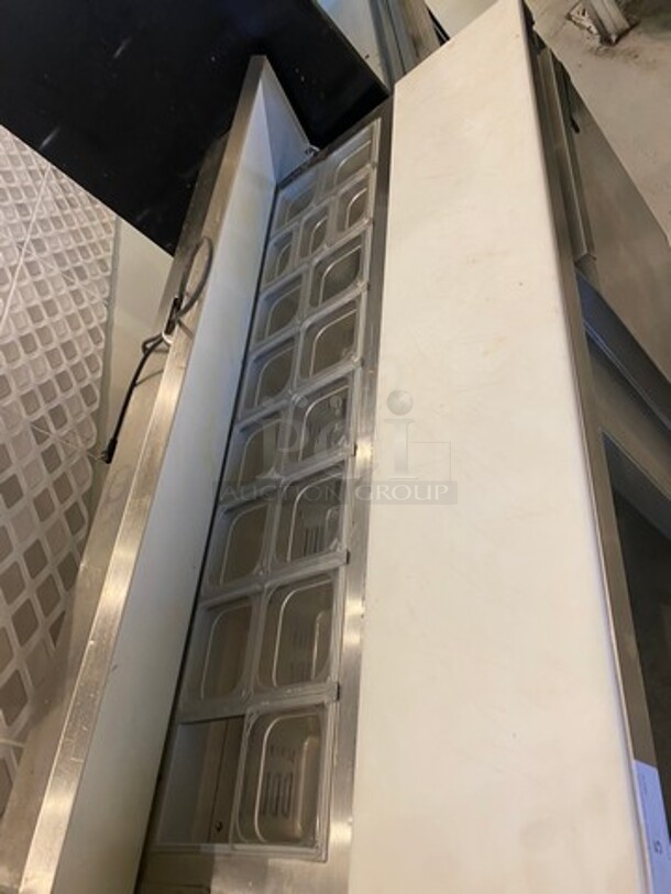 Continental Commercial Refrigerated Sandwich Prep Table! With Commercial Cutting Board! With 2 Door Storage Space Underneath! All Stainless Steel! On Casters! WORKING WHEN REMOVED! Model: SW6016 SN: 15875040 115V 60HZ 1 Phase - Image 7 of 9