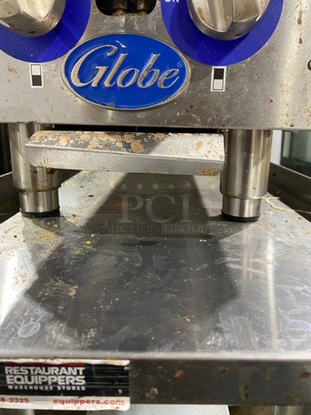 LATE MODEL! 2018 Globe Commercial Countertop Gas Powered 2 Burner Hot Plate Range! All Stainless Steel! On Equipment Stand! With Storage Space Underneath! On Legs! Model: GHP12G! Working When Removed! - Image 7 of 12