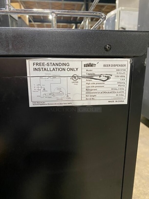 NEVER USED! Summit Commercial Refrigerated Single Tap Kegerator! Model: SBC570B SN: 110200058 115V - Image 12 of 12