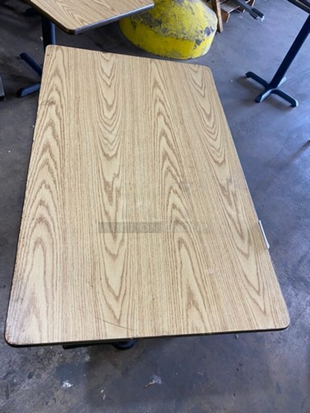 Wooden Pattern Top Rectangular Table! With Black Metal Base! - Image 5 of 6