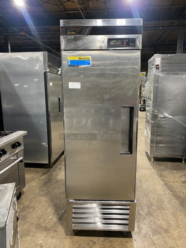 Turbo Air Commercial Single Door Reach In Freezer! With Pan Rack! Solid Stainless Steel! On Casters! Model: TSF23SD 115V 60HZ 1 Phase - Item #1098258