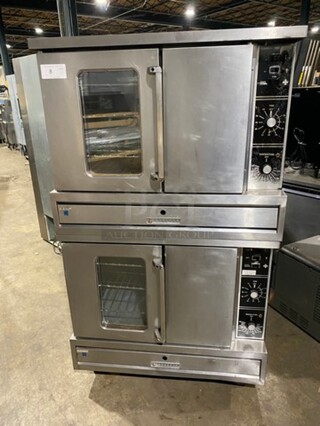 Garland Commercial Natural Gas Powered Double Deck Convection Oven! With View Through Doors! Metal Oven Racks! All Stainless Steel! On Casters! 2x Your Bid Makes One Unit! Model: TTG3